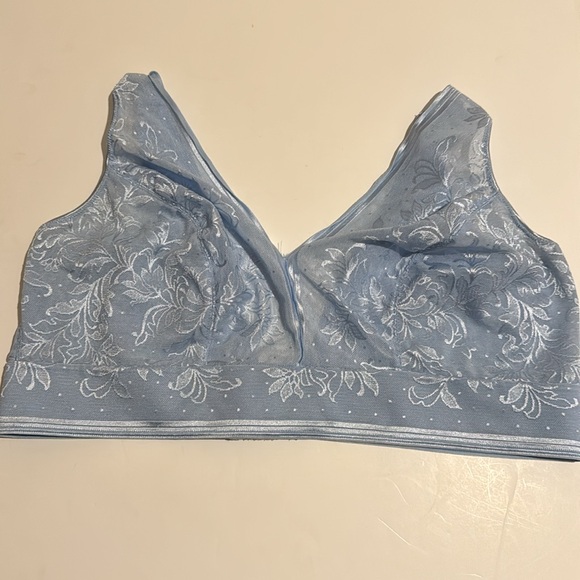 Wacoal Net Effect Sheer Embroidered Bralette US 40 Light Blue- Like New - Picture 2 of 6